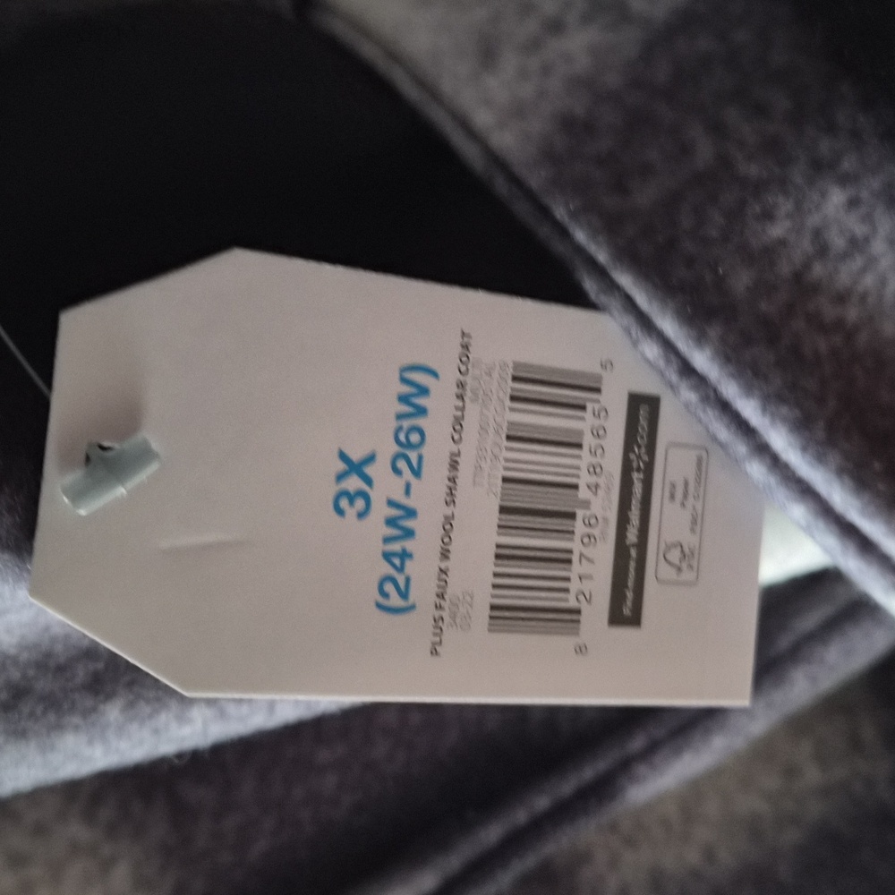 NWT Time and Tru Plaid Long Coat With Belt- Black and White Size 3x - Picture 4 of 7